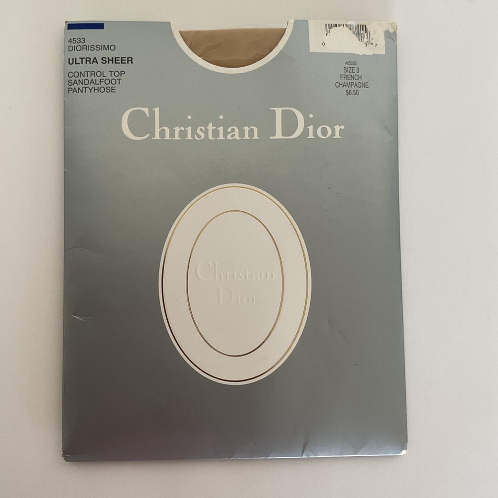 Vintage Christian Dior French Champagne Sheer Pantyhose Size 3 NWT